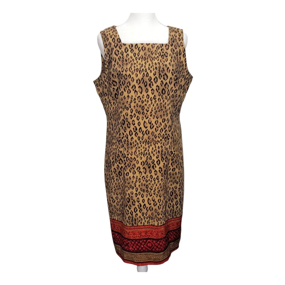 Vintage Sag Harbor 12 Petite Animal Print Shift Dress Y2K Mob Wife Retro 90s